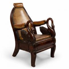 English Regency Mahogany Swan Arm Chair - 1404105