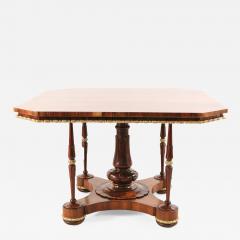 English Regency Octagonal Rosewood and Brass Trim Center Table - 1573883