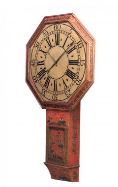 English Regency Red Lacquer Wall Clock - 4322773