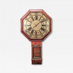 English Regency Red Lacquer Wall Clock - 4332476