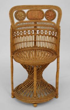 English Regency Style 19th Century Brighton Design Wicker Round Back Armchair - 583715