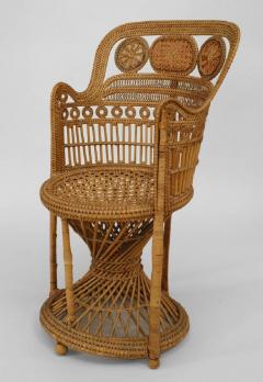 English Regency Style 19th Century Brighton Design Wicker Round Back Armchair - 583719