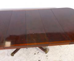 English Regency Style 19th Century Mahogany and Fruitwood Inlaid Pedestal Table - 4552827