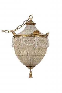 English Regency Style Basket Acorn Beaded Crystal Chandelier - 4635451