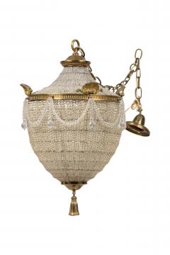 English Regency Style Basket Acorn Beaded Crystal Chandelier - 4635452