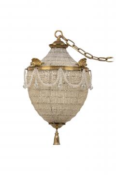 English Regency Style Basket Acorn Beaded Crystal Chandelier - 4635453