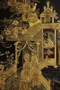 English Regency Style Black Lacquered Gold Chinoiserie Cabinet - 2798734