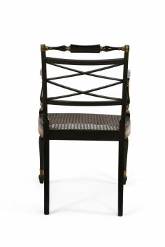 English Regency Style Black and Gold Painted Cane Seat Side Chair - 2798305
