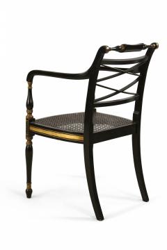 English Regency Style Black and Gold Painted Cane Seat Side Chair - 2798306
