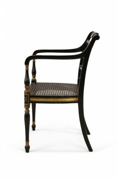 English Regency Style Black and Gold Painted Cane Seat Side Chair - 2798313