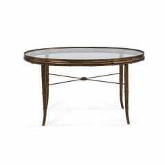 English Regency Style Brass and Faux Bamboo Oval Coffee Table - 1427991