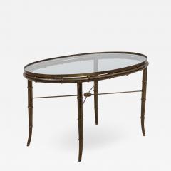 English Regency Style Brass and Faux Bamboo Oval Coffee Table - 1430473