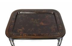 English Regency Style Brown Lacquered Tray Top Coffee Table - 4639935
