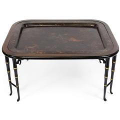 English Regency Style Brown Lacquered Tray Top Coffee Table - 4693101