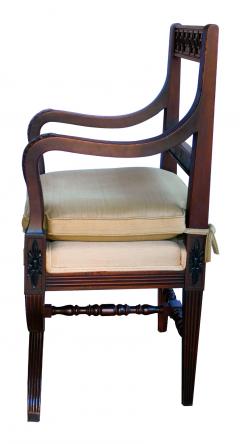 English Regency Style Curule form Armchair with Greek Key Relief - 1522513