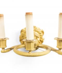 English Regency Style Gilt Lion Head and Snake Wall Sconces - 1398948