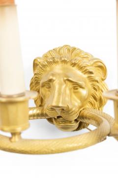 English Regency Style Gilt Lion Head and Snake Wall Sconces - 1398949