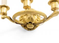 English Regency Style Gilt Lion Head and Snake Wall Sconces - 1398950