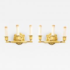 English Regency Style Gilt Lion Head and Snake Wall Sconces - 1403252