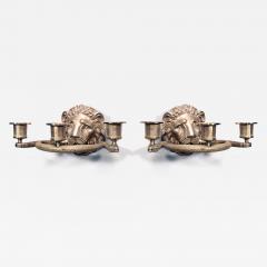 English Regency Style Gilt Lion Head and Snake Wall Sconces - 4700629