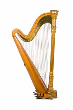 English Regency Style Giltwood Brass Double Action 7 Pedal Harp - 4195385
