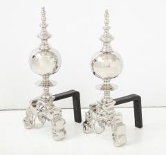 English Regency Style Nickel Andirons - 956344