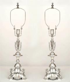 English Regency Style Silver plate Table Lamps - 922690