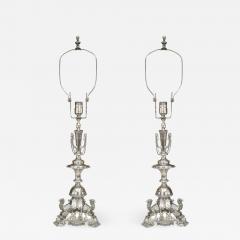 English Regency Style Silver plate Table Lamps - 923450