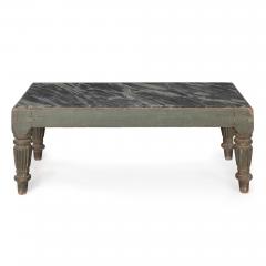 English Regency William IV Teal Painted Marble Top Low Coffee Table ca 1840 - 4502296