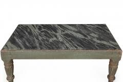 English Regency William IV Teal Painted Marble Top Low Coffee Table ca 1840 - 4502297