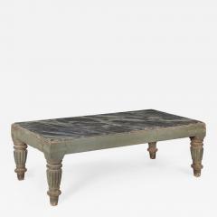 English Regency William IV Teal Painted Marble Top Low Coffee Table ca 1840 - 4504288