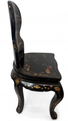 English Regency black lacquered chinoiserie decorated side chair - 4658916