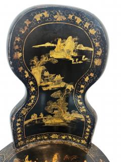 English Regency black lacquered chinoiserie decorated side chair - 4658919