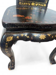 English Regency black lacquered chinoiserie decorated side chair - 4658920