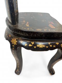 English Regency black lacquered chinoiserie decorated side chair - 4658921