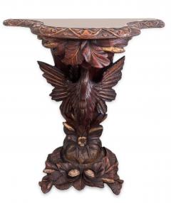 English Regency console with a carved bird floral base over a shaped top - 4635536