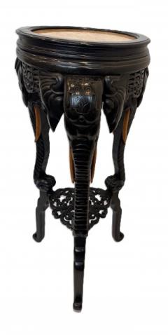 English Regency style ebonized 3 elephant leg pedestal and inset marble top - 4657136