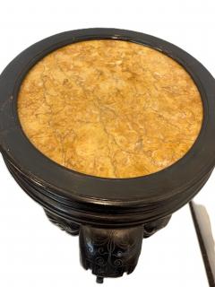 English Regency style ebonized 3 elephant leg pedestal and inset marble top - 4657137