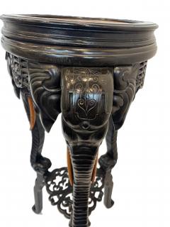 English Regency style ebonized 3 elephant leg pedestal and inset marble top - 4657138