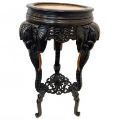English Regency style ebonized 3 elephant leg pedestal and inset marble top - 4708680
