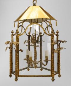English Regency style gilt bronze hall lantern of hexagonal section with a pagod - 4634080