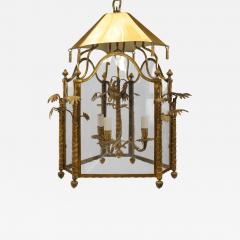 English Regency style gilt bronze hall lantern of hexagonal section with a pagod - 4634944