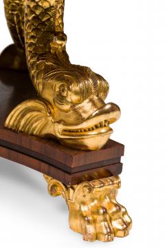 English Regency style rosewood center table with 3 gilt dolphins - 4630673
