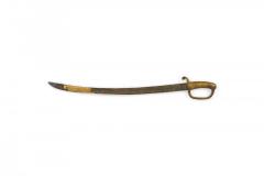English Renaissance Curved Brass Sword and Leather Scabbard - 4200061