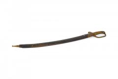 English Renaissance Curved Brass Sword and Leather Scabbard - 4200064