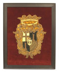 English Renaissance Framed Crest Embroidery - 4517592