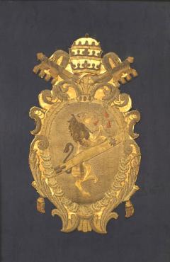 English Renaissance Framed Gold Crest Embroidery - 4540164