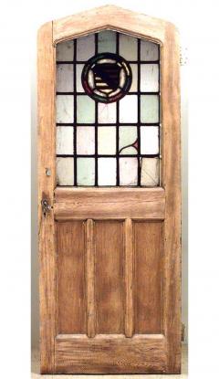 English Renaissance Oak and Leaded Glass Door - 4221068