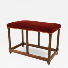 English Renaissance Red Velvet Walnut Bench - 1421823