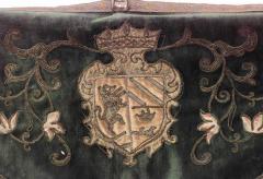 English Renaissance Style Green Velvet Gold Damask Banner - 4669276